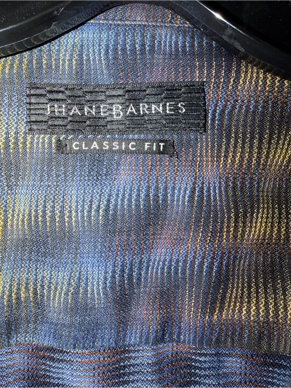 Jhane Barnes Short-Sleeve Button Shirt - Blue/Gold/Brown L - Picture 3 of 6